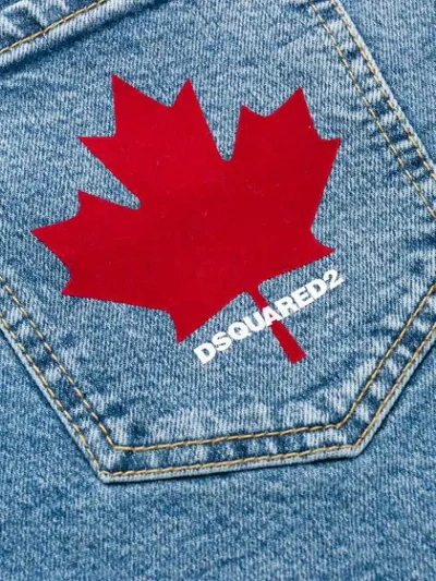 Dsquared2 Maple Leaf Patch Slim-fit Jeans In Blue