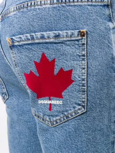 Dsquared2 Maple Leaf Patch Slim-fit Jeans In Blue