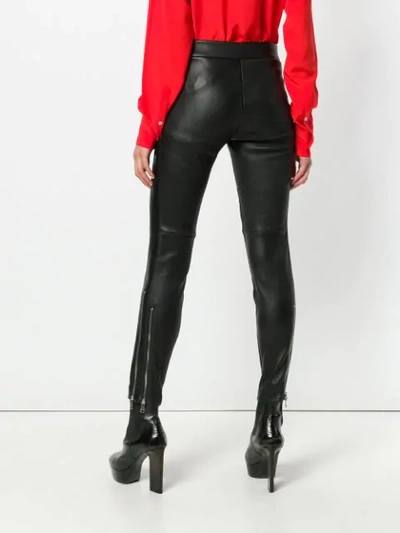 Shop Alexander Mcqueen Zipped Leather Leggings In Black