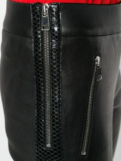 Shop Alexander Mcqueen Zipped Leather Leggings In Black