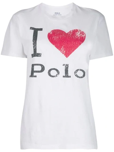 Shop Polo Ralph Lauren T-shirt Mit Logo-print In White