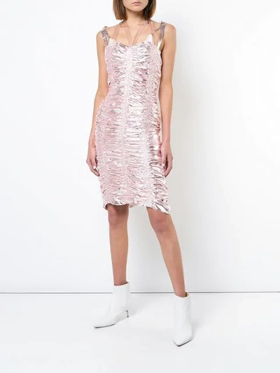 Shop Neith Nyer Ruched Bodycon Midi Dress In Pink
