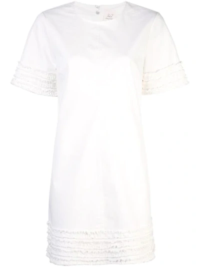 CINQ A SEPT ASHTON FRAYED-TRIM DRESS - 大地色