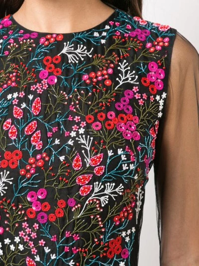Shop Carolina Herrera Floral Embroidered Tulle Dress - Black