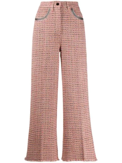 Shop Etro Woven Cropped Trousers In Neutrals