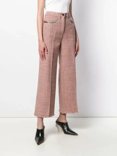 Shop Etro Woven Cropped Trousers In Neutrals