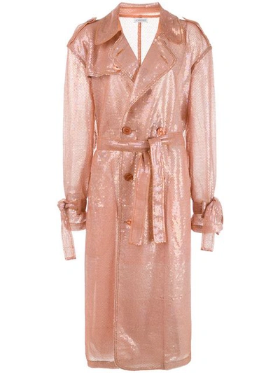 Shop Ashish Sequin Trench Coat In Pink