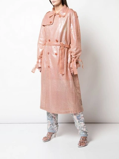 Shop Ashish Sequin Trench Coat In Pink