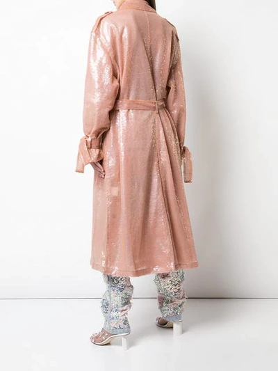 Shop Ashish Sequin Trench Coat In Pink