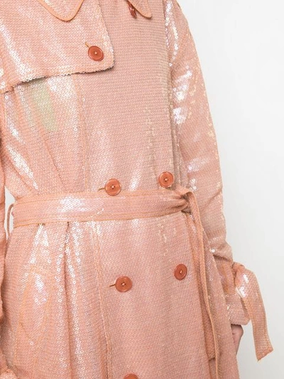 Shop Ashish Sequin Trench Coat In Pink