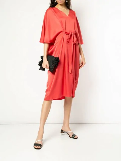 Shop Ingie Paris Tie Detail Dress In Red