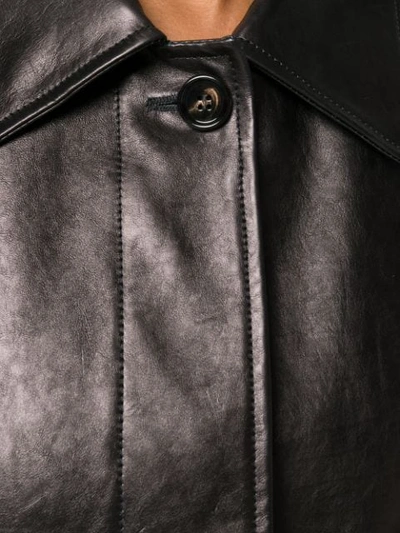 Shop Bottega Veneta Leather Trench Coat In Brown
