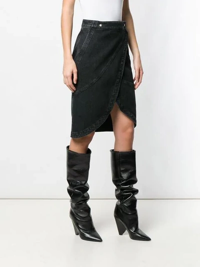 Shop Givenchy Midi Denim Skirt In Black