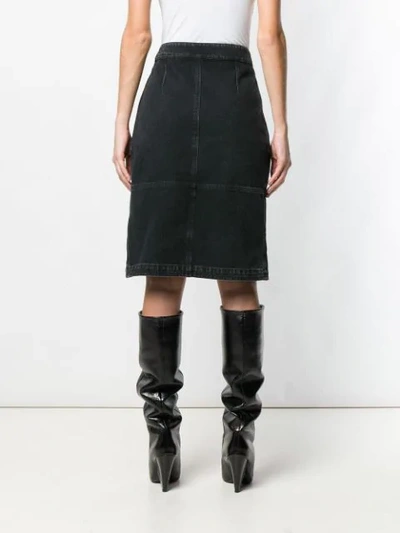 Shop Givenchy Midi Denim Skirt In Black