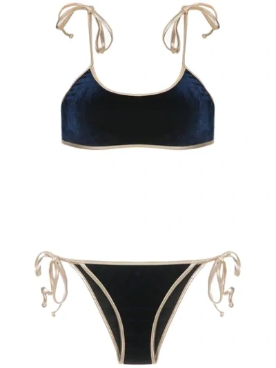 Shop Adriana Degreas Velvet Bikini Set In Blue