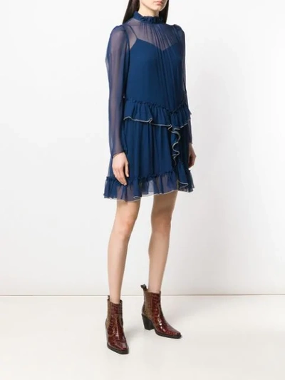 Shop See By Chloé Kleid Mit Volants In Blue