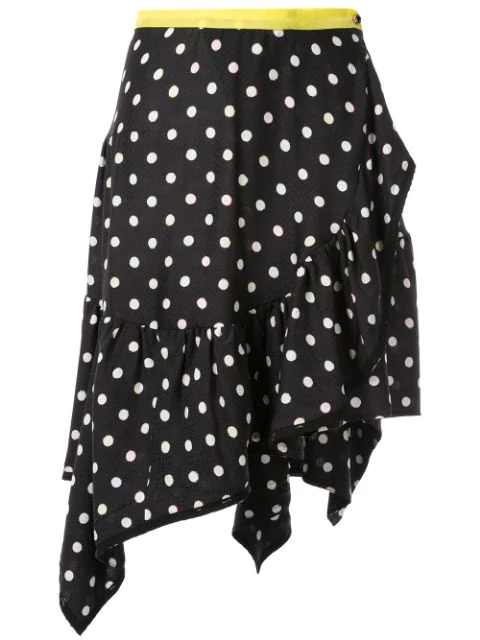 black and white polka dot wrap skirt