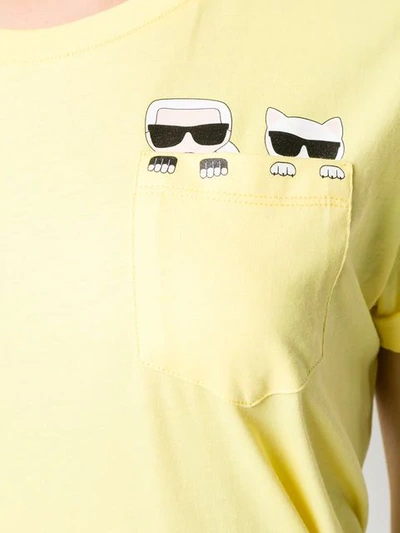 KARL LAGERFELD IKONK KARL & CHOUPETTE POCKET T-SHIRT - 黄色