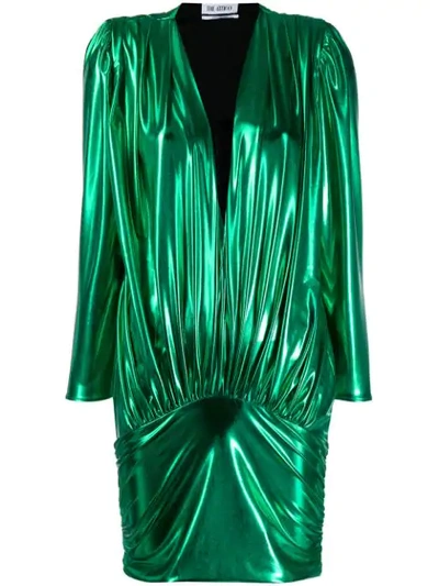 Shop Attico Laminated Mini Dress In Green