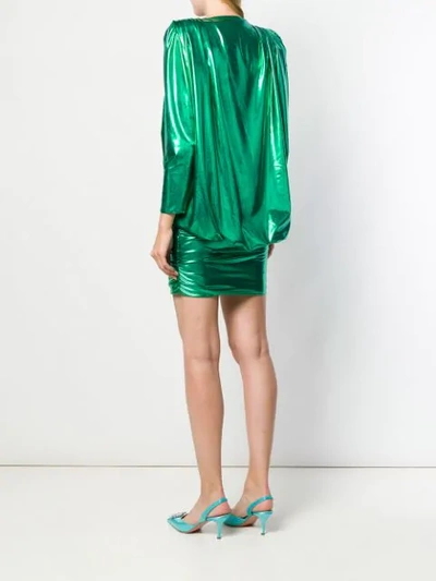 Shop Attico Laminated Mini Dress In Green