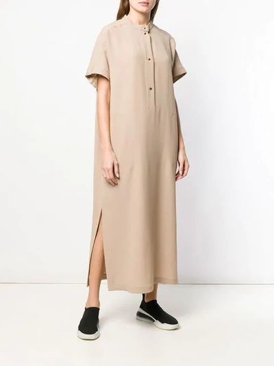 Shop Agnona Long Shirt Tunic Dress In Brown