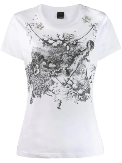 Shop Pinko Crystal Embellished T-shirt In White