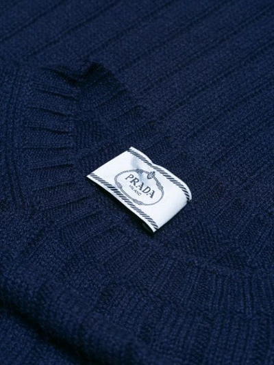 Shop Prada Ribbed Sweater - Blue