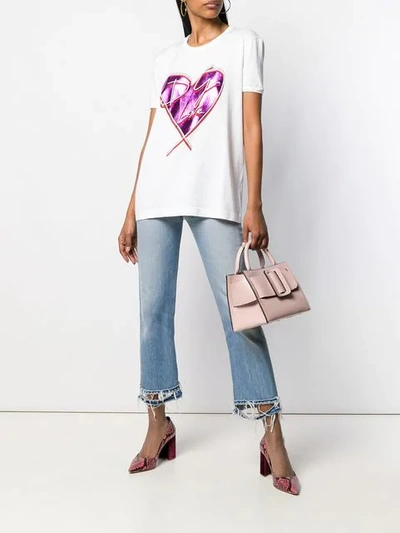 Shop Dolce & Gabbana Metallic Heart Print T-shirt In White