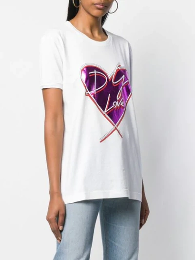 Shop Dolce & Gabbana Metallic Heart Print T-shirt In White