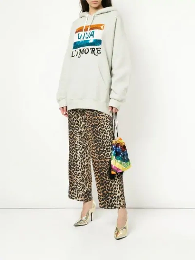 Shop Ashish Oversized Sequined Graphic Hoodie - Grey