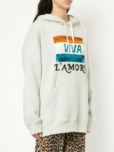 Shop Ashish Oversized Sequined Graphic Hoodie - Grey