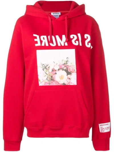 Shop Brognano Flower Print Hoodie - Red