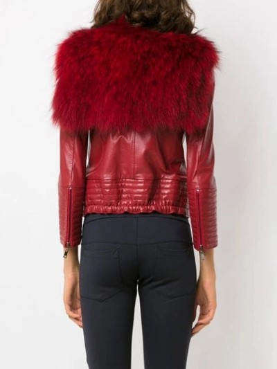 Shop Andrea Bogosian Trimmed Leather Jacket In Red