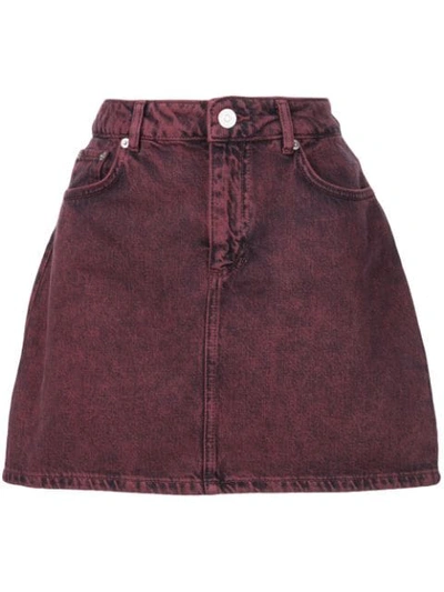 Shop Ganni Short Denim Skirt In Red