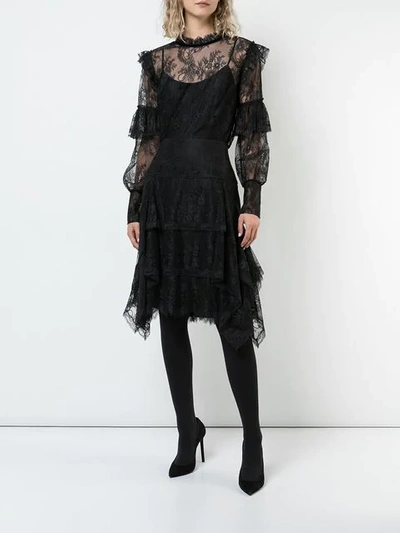 Shop Josie Natori Camisole Lace Blouse In Black