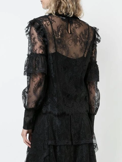 JOSIE NATORI CAMISOLE LACE BLOUSE - 黑色