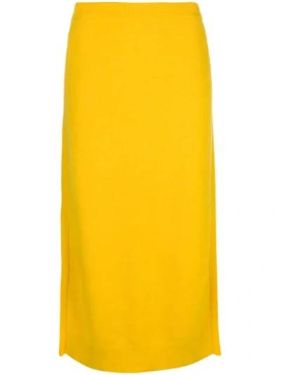 Shop Pringle Of Scotland Knitted Midi Skirt - Yellow