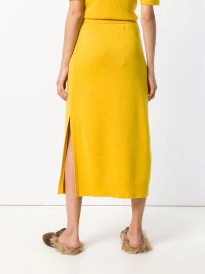 Shop Pringle Of Scotland Knitted Midi Skirt - Yellow