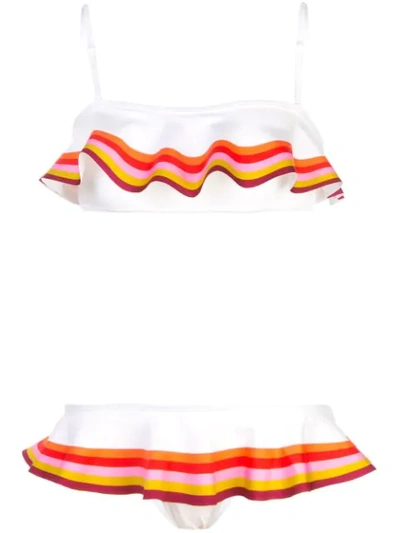 Shop Zimmermann Striped Print Bikini Set In White