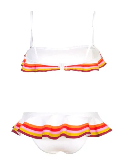 Shop Zimmermann Striped Print Bikini Set In White