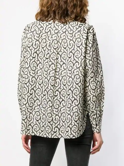 Shop Isabel Marant Étoile Swirl Print Mandarin Collar Shirt In White