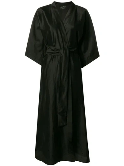 Shop Andrea Ya'aqov Silk Kimono Dress In Black