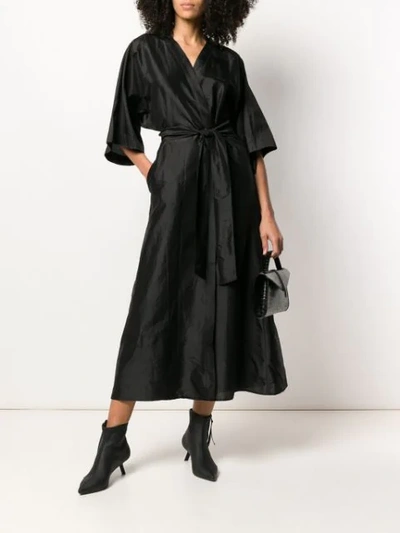 Shop Andrea Ya'aqov Silk Kimono Dress In Black