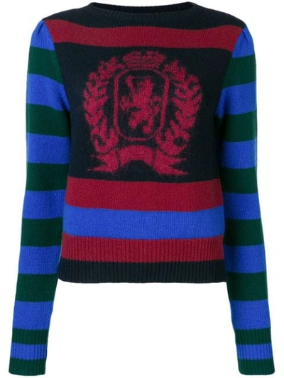 Shop Tommy Hilfiger Hilfiger Collection Striped Logo Sweater - Blue