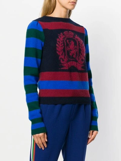 Shop Tommy Hilfiger Hilfiger Collection Striped Logo Sweater - Blue