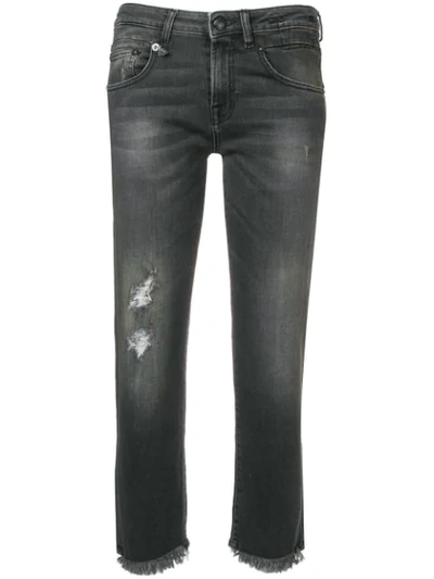 Shop R13 Distressed Cropped Jeans In Black