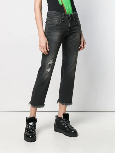 Shop R13 Distressed Cropped Jeans In Black
