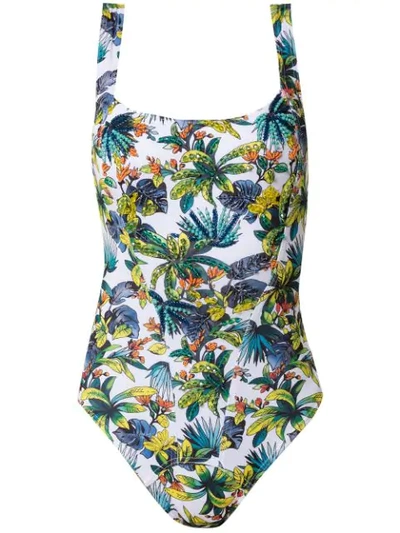 Shop Amir Slama Printed Swimsuit In White