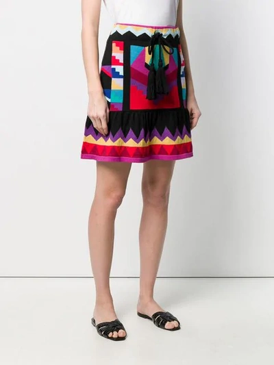 Shop Laneus Geometric Pattern Knit Skirt In Black