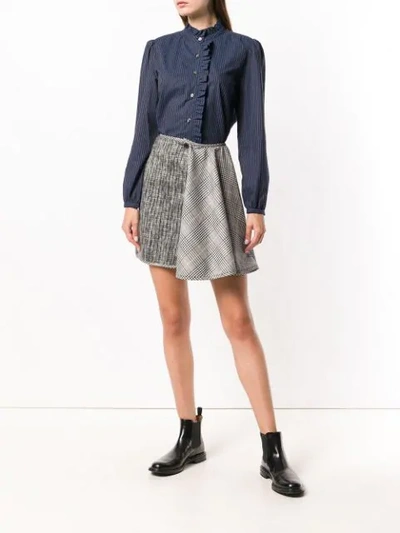 Shop A.p.c. Ruched Trim Striped Shirt In Blue